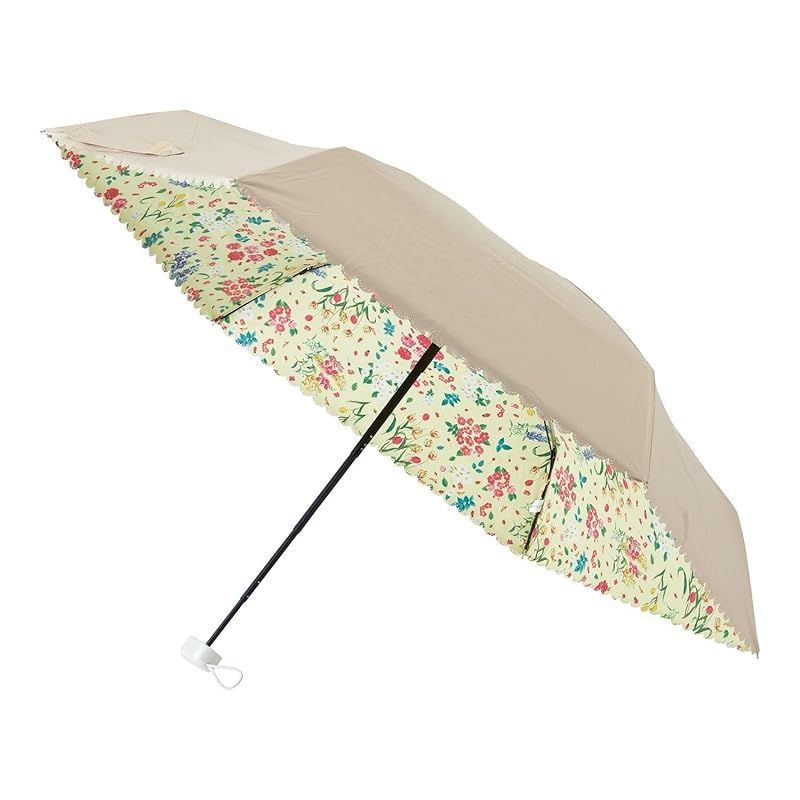 【ムーンバット】エスタ 日傘 折りたたみ傘 コンパクト 軽量 一級遮光 UV 晴雨兼用 内側に柄 プリント 30200-22-21-50 ベージュ 0