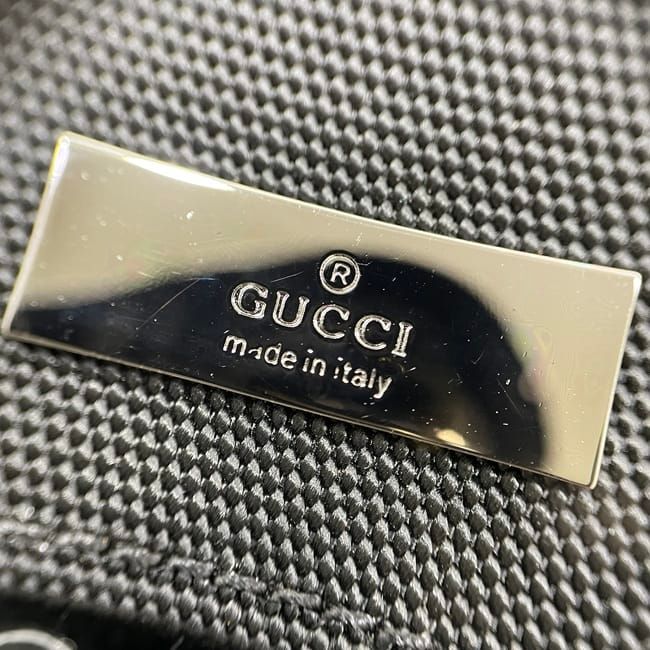 Gucci ブラック 巾着　ポーチ グッチ 巾着 ポーチ ブラック 039 1053 美品 キャンバス レザー