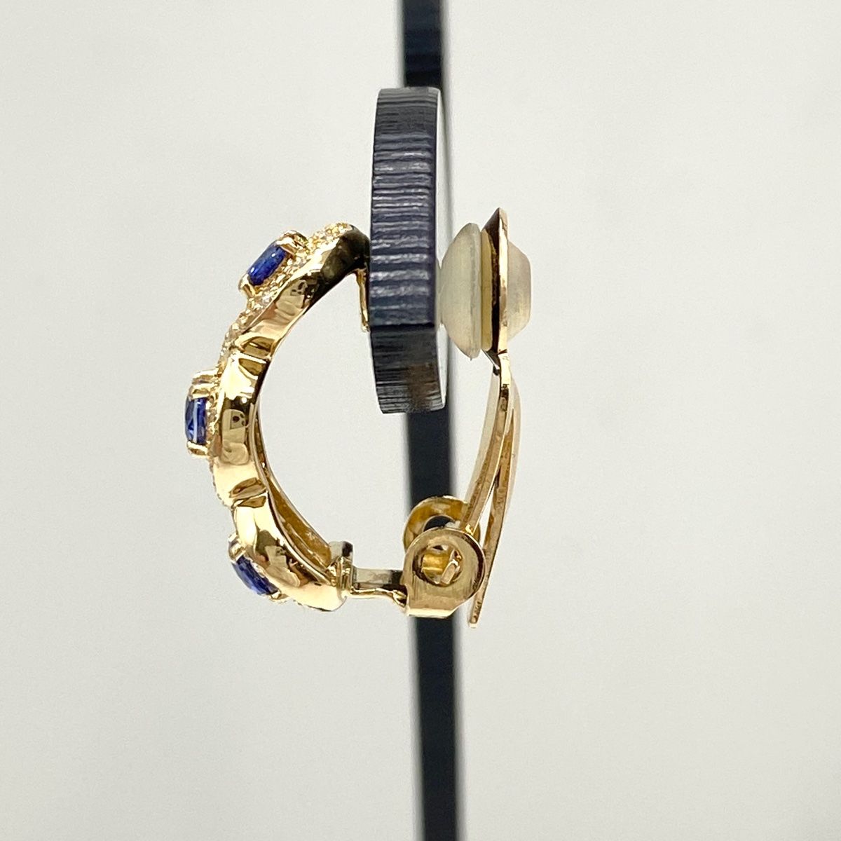 嬉しい タサキ TASAKI サファイア デザインイヤリング YG イエローゴールド メレダイヤ イヤリング K18 サファイア ダイヤモンド レディース 安心にご購入ください！