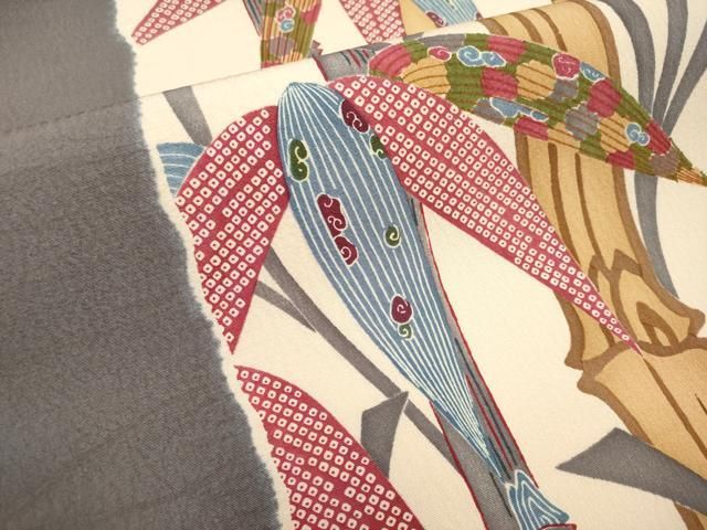 平和屋本店■極上　摺型友禅　京都　多ち花　全通柄　九寸名古屋帯　絞り　加賀大笹　逸品　未使用　CYAA2236s5 平和屋本店□極上 摺型友禅 京都 多ち花 全通柄 九寸名古屋帯 絞り