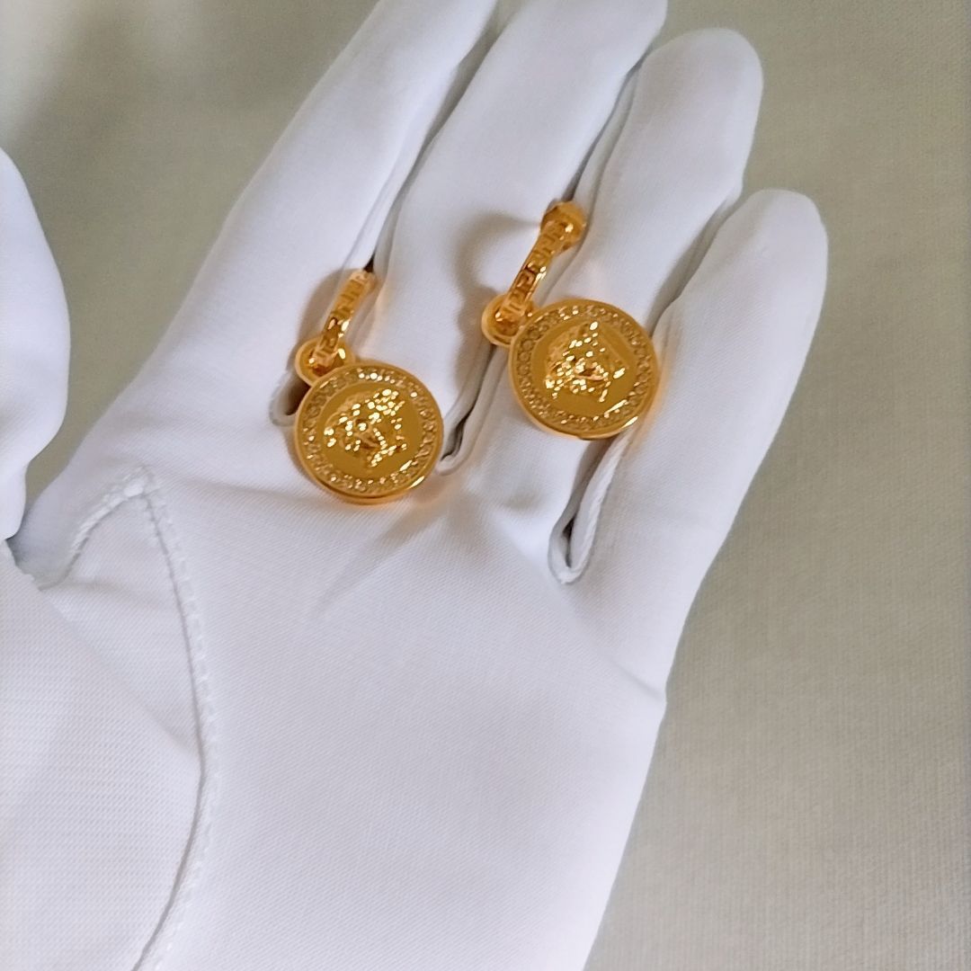 新品未使用】VERSACE クリスタル ラ メドゥーサ グレカピアス 