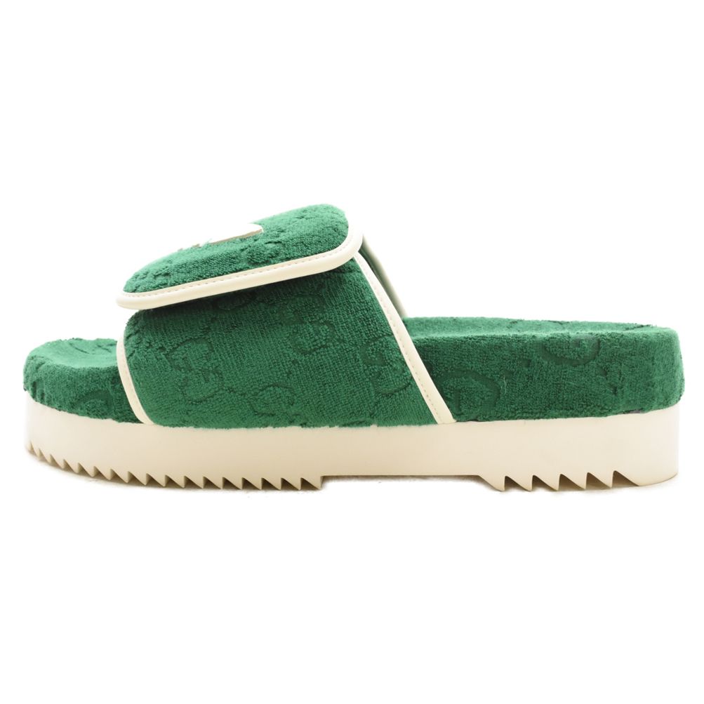GUCCI (グッチ) 22SS×adidas GG Platform Sandal 702412 GGロゴプラットフォームサンダル グリーン