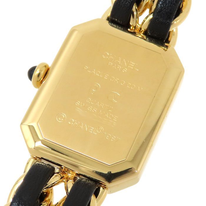 T011 シャネル プルミエールL H0001 GP×レザー クォーツ シャネル CHANEL プルミエール Lサイズ H0001 腕時計 GP レザー