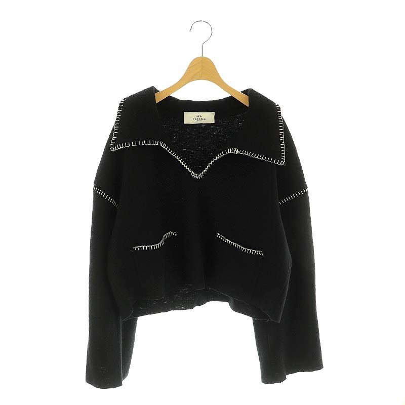 レコヨーテデパリ LES COYOTES DE PARIS PLAGE取り扱い 23AW CROPPED プルオーバー カットソー 長袖 S ブラック ホワイト レディース レコヨーテデパリ LES COYOTES DE PARIS PLAGE取り扱い 23AW