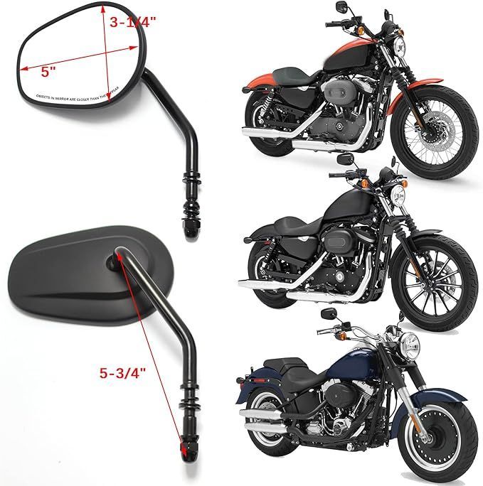 ブラック バイクミラー オーバル 左右セット ハーレー8MM 10MM ブラック ネイキッド ストリートファイター スーパースポ