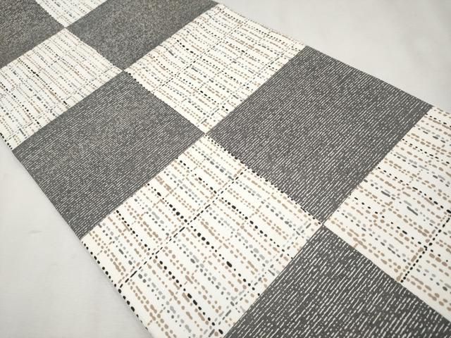 平和屋本店■極上　二代目 川村久太郎　全通柄袋帯　紬地　市松吉祥文　逸品　CYAA2543s5 平和屋本店□極上 二代目 川村久太郎 全通柄袋帯 紬地 市松吉祥文 逸品