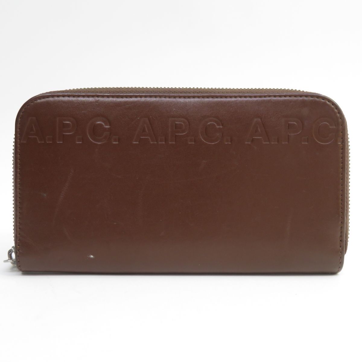 アーペーセー A.P.C. ラウンドファスナー 長財布 ダークブラウン ※中古 