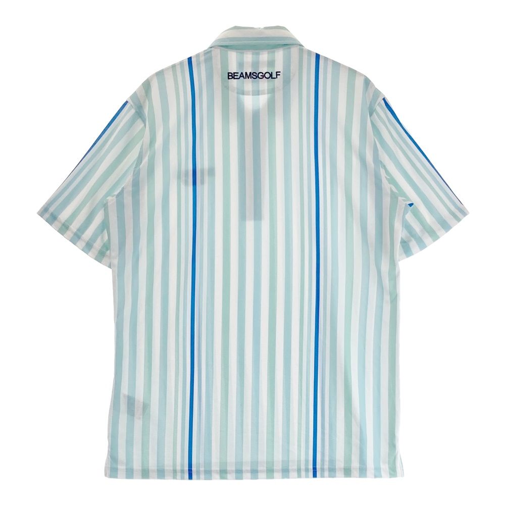 サイズ L BEAMS GOLF ビームスゴルフ モデル 半袖ポロシャツ ストライプ柄 ブルー系 240101388855 ゴルフウェア メンズ ストスト