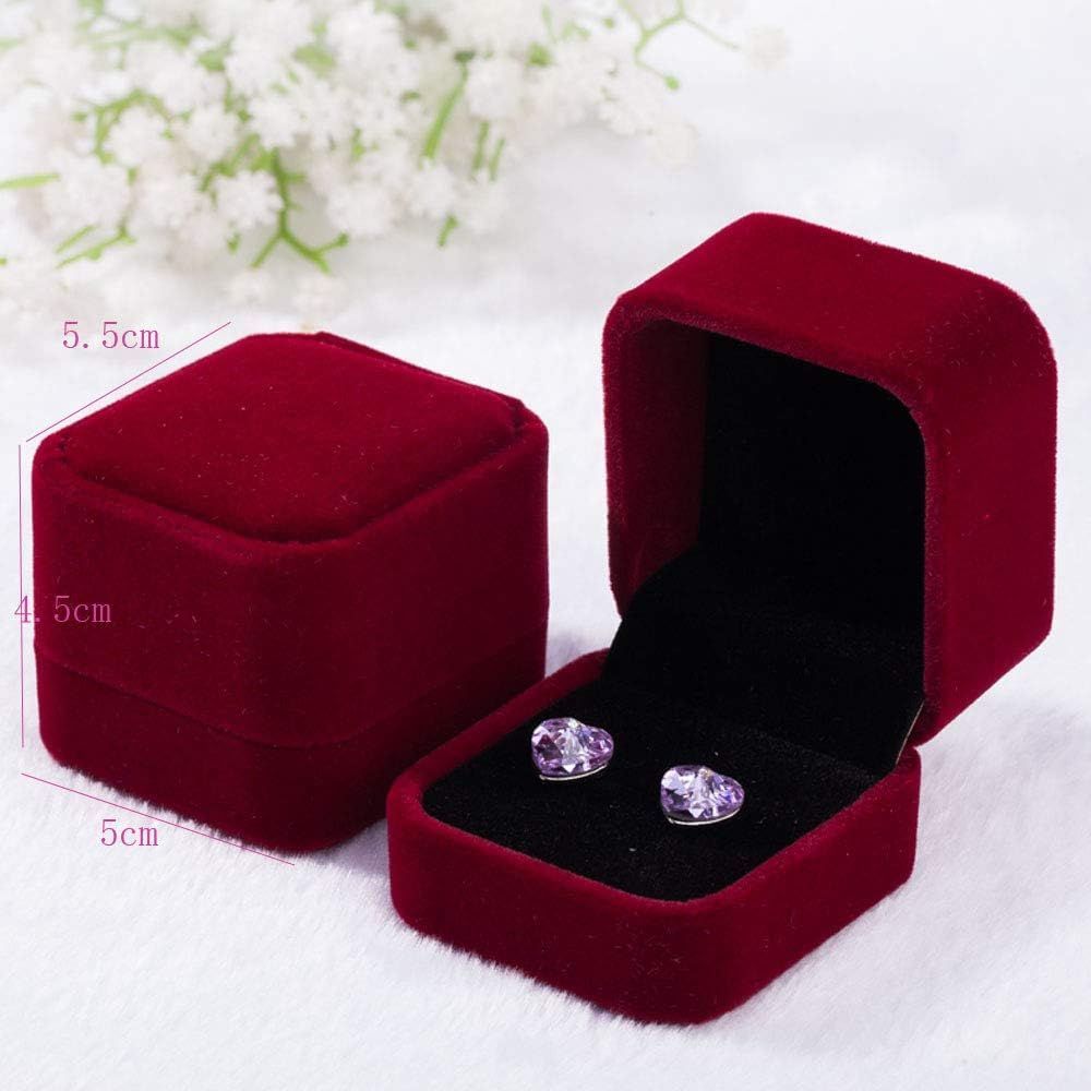 指輪ケース 【ワインレッド 2個セット】ベルベット婚約リングボックス
