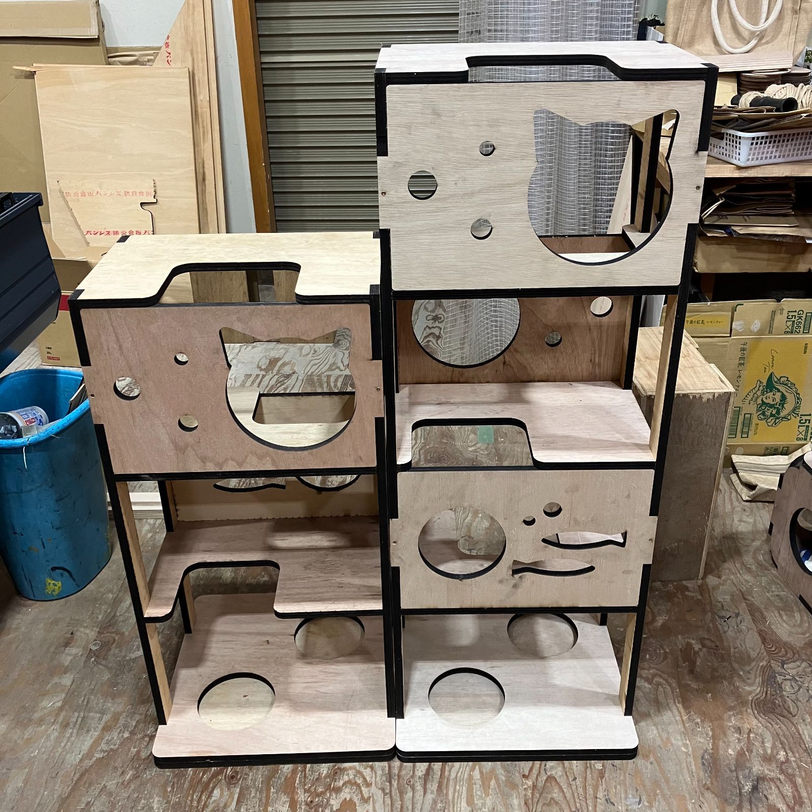 キャットタワー 木製 箱型 DIY 猫 猫用品 120cm 90cm セット売り