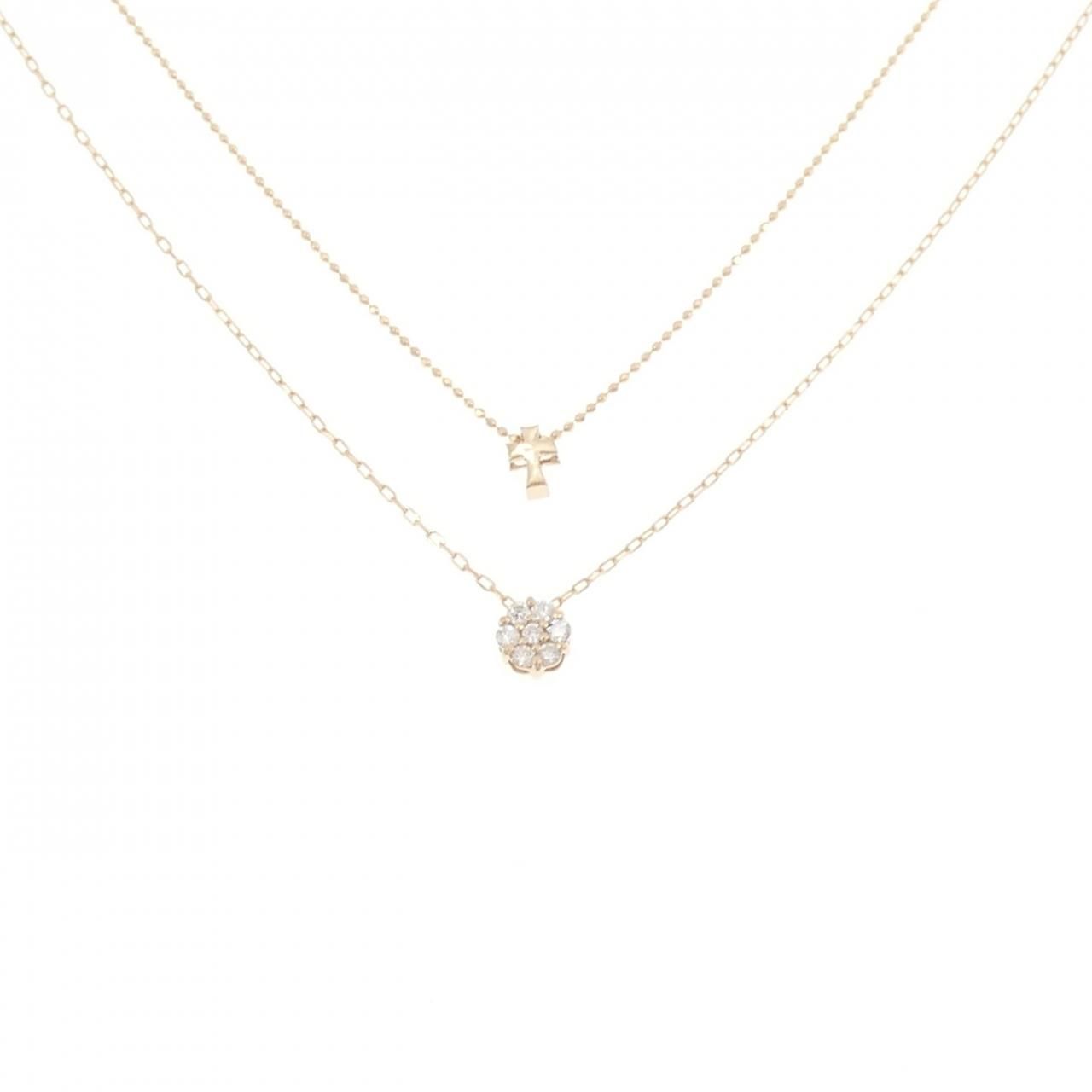 新品】K18PG フラワー×クロス ダイヤモンド ネックレス 0.08CT - メルカリ 
