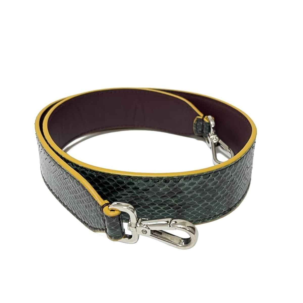 FENDI フェンディ ショルダーストラップ ストラップユー ダークグリーン×黒×ダークイエロー