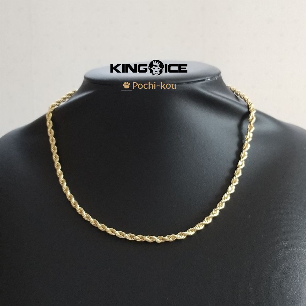 King ice ROPE CHAIN 4ミリ 18インチ ネックレス 金色 - ポチ公雑貨店 ...