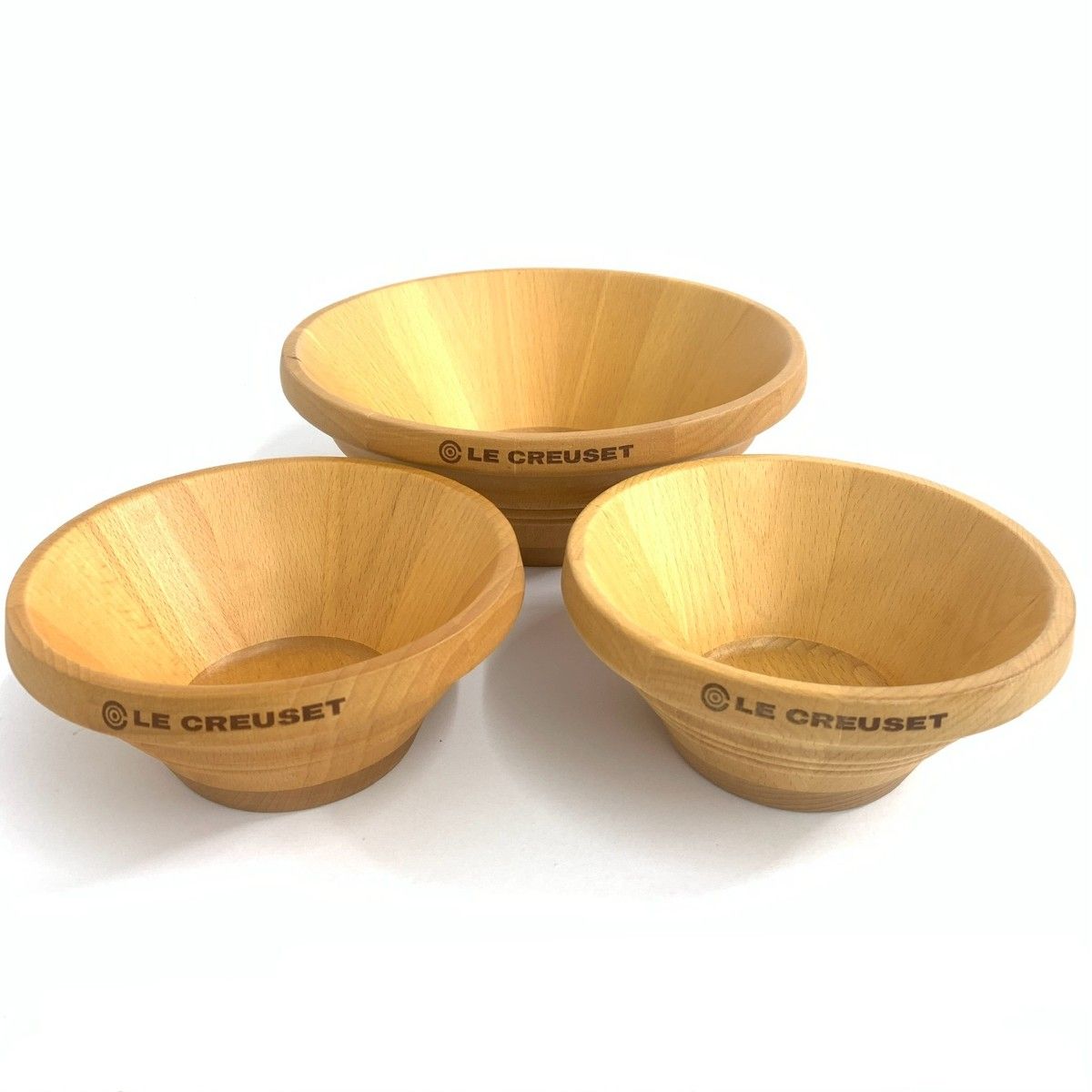 美品 LE CREUSET ルクルーゼ サラダ ボウル 大1小2セット ウッド