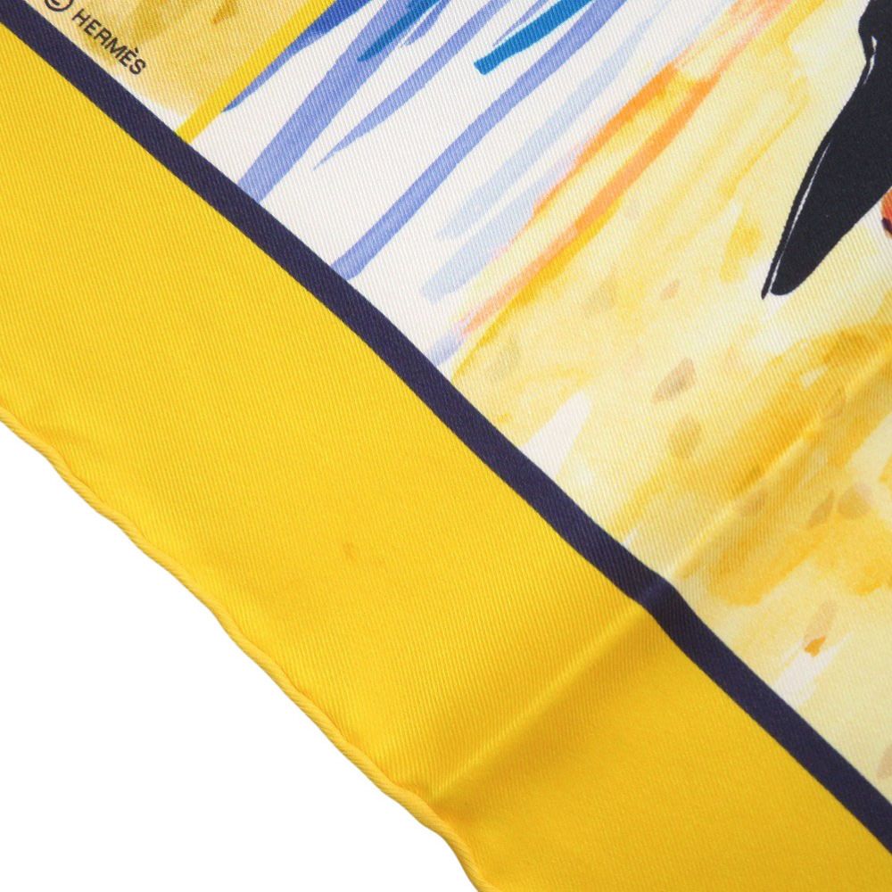 美品 エルメス カレ70 BAIN DE MER 海水浴 シルク マルチカラー