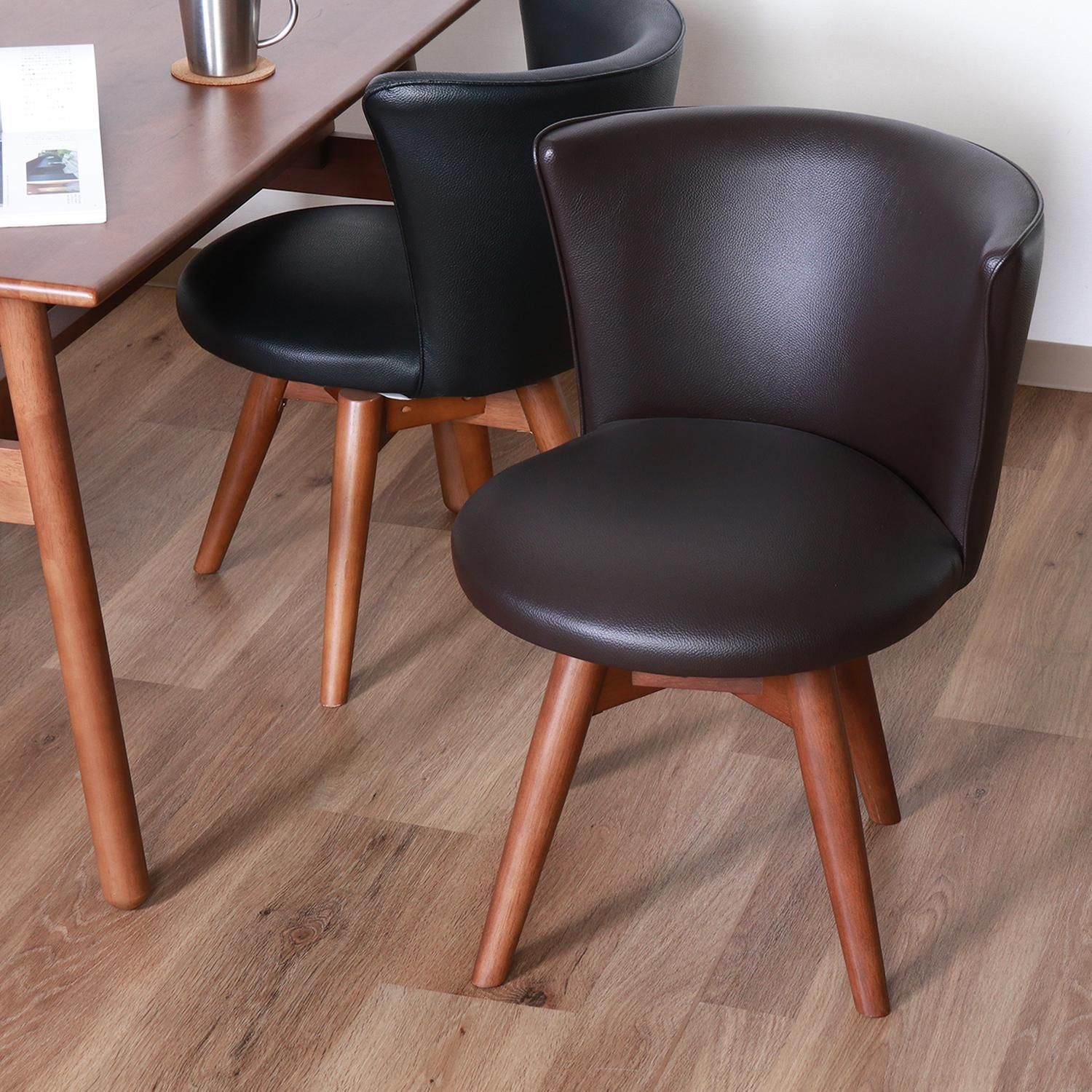 ♪ ２脚セット レザー調 デザイン ダイニングチェア ブラウン ダイニング チェア