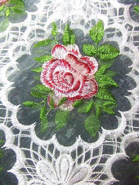 衣装とマントンのコントラストがステキ ホワイト&バラ刺繍レース