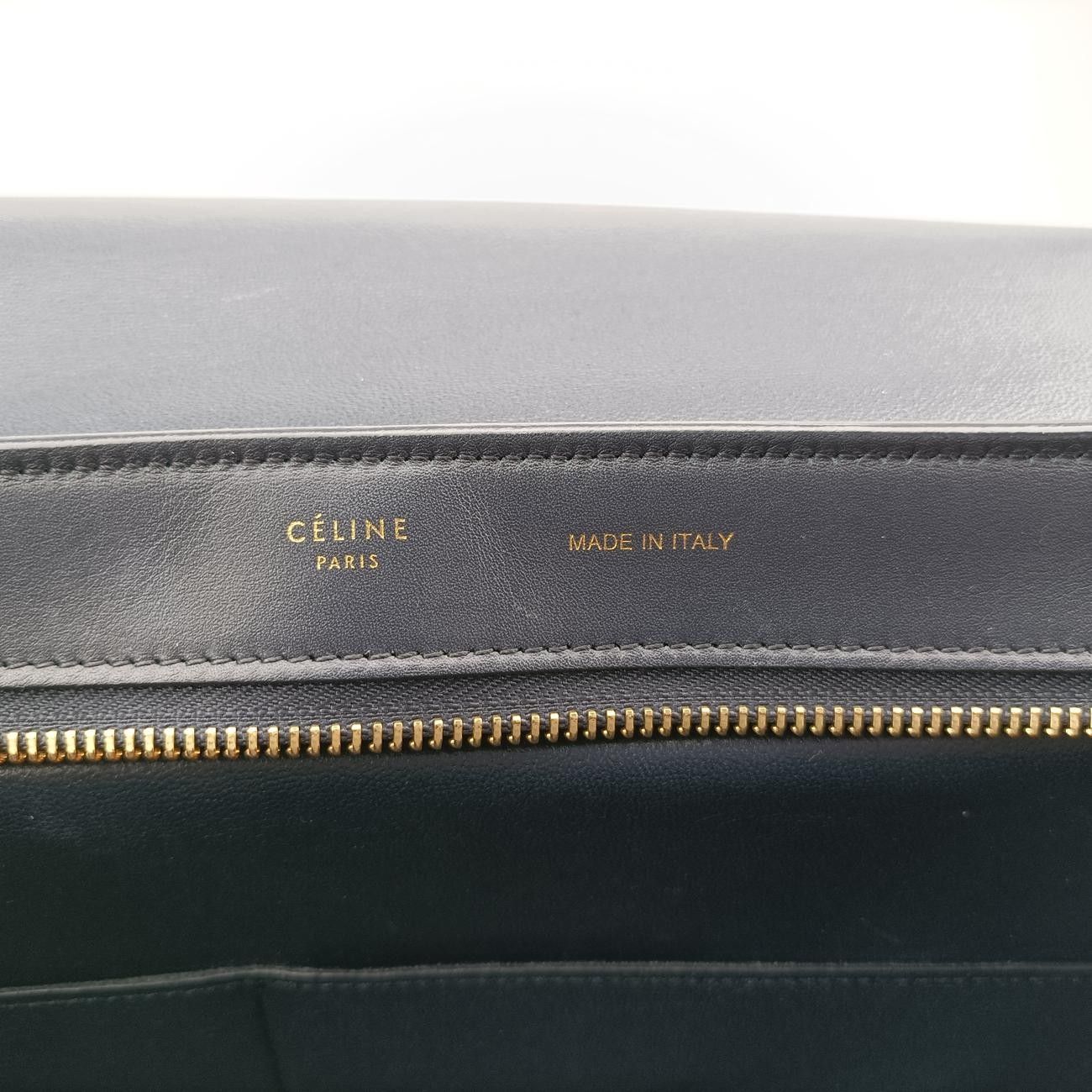 セリーヌCelineトラペーズミディアムブルー×グレー×ブラックレザーF-CE-0174