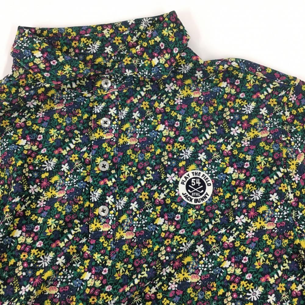 超美品】ジャックバニー 半袖ポロシャツ マルチカラー 小花柄 ロゴ