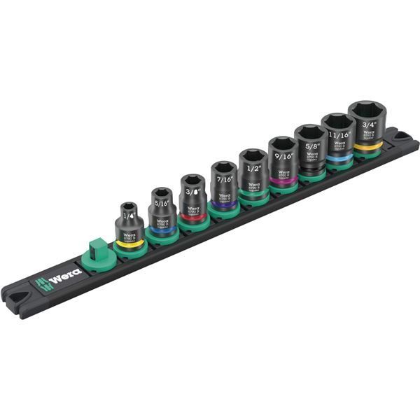WERA ヴェラ 差込角3|8SQ マグネットレール付 9点組 インパクトソケット セット インチサイズ 005452 工具 ツール DIY