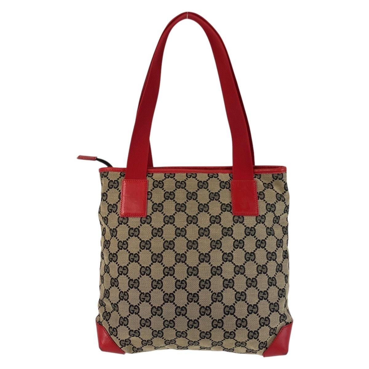GUCCI グッチ GG柄 x 赤 トートバッグ ハンドバッグ キャンバス 革