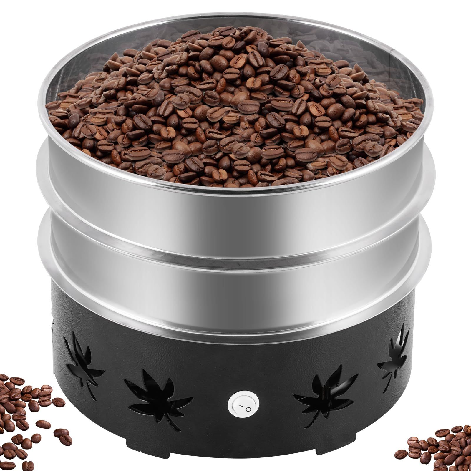 【人気商品】Beans Coffee Cooler コーヒー焙煎冷却 二重のザルに付き コーヒー焙煎冷却機 500ｇ コーヒー豆クーラー 業務用 コーヒークーラー 家庭用110V JIAWANSHUN 黒い