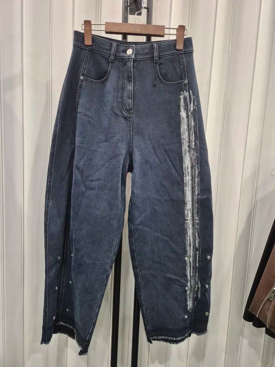 デニム ワイド パンツ 傷 ウォッシュ