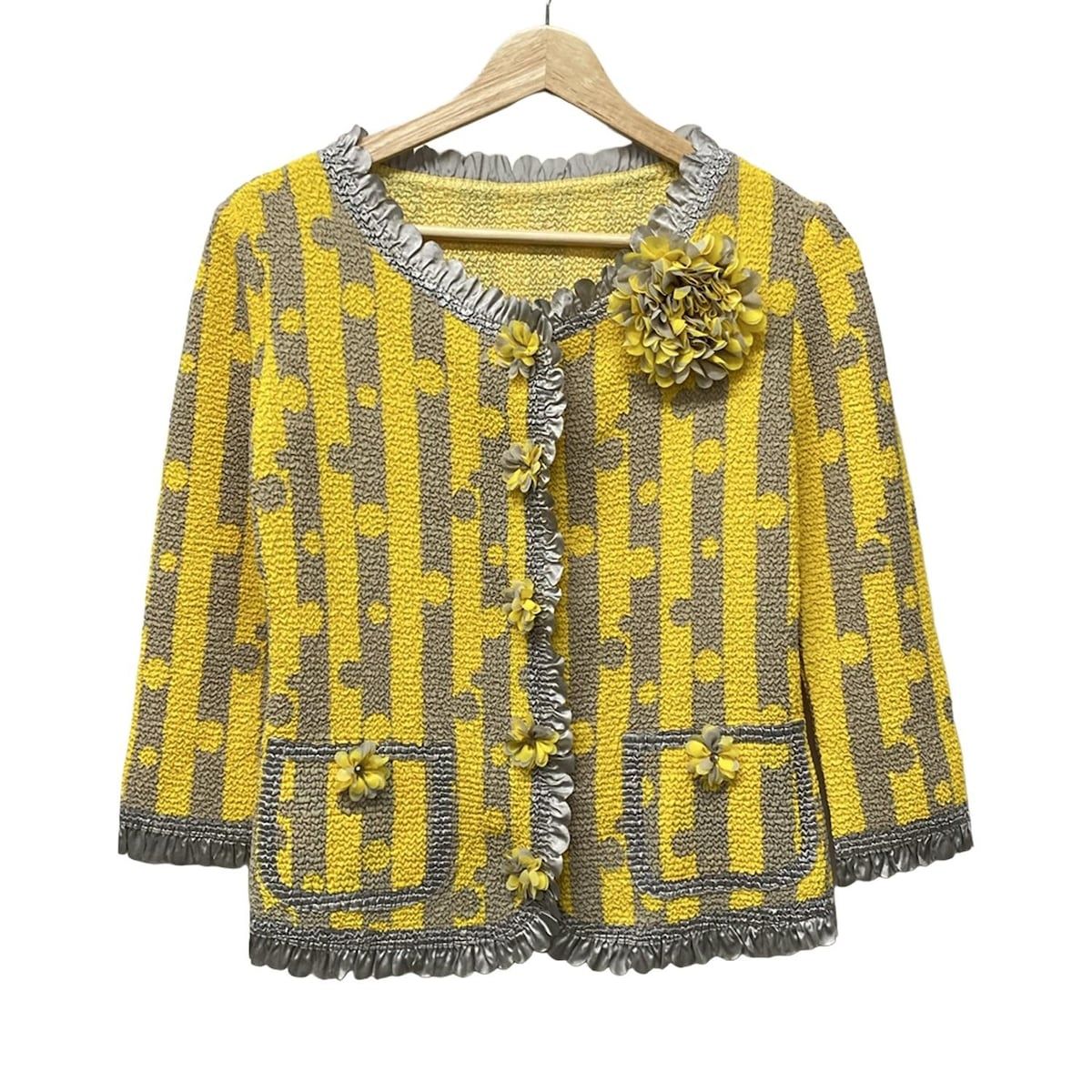 【専用】NOKO OHNOノコオーノ☆七分袖ノーカラージャケット 黒/ピンク L 専用】NOKO OHNOノコオーノ☆七分袖ノーカラージャケット 黒/ピンク L