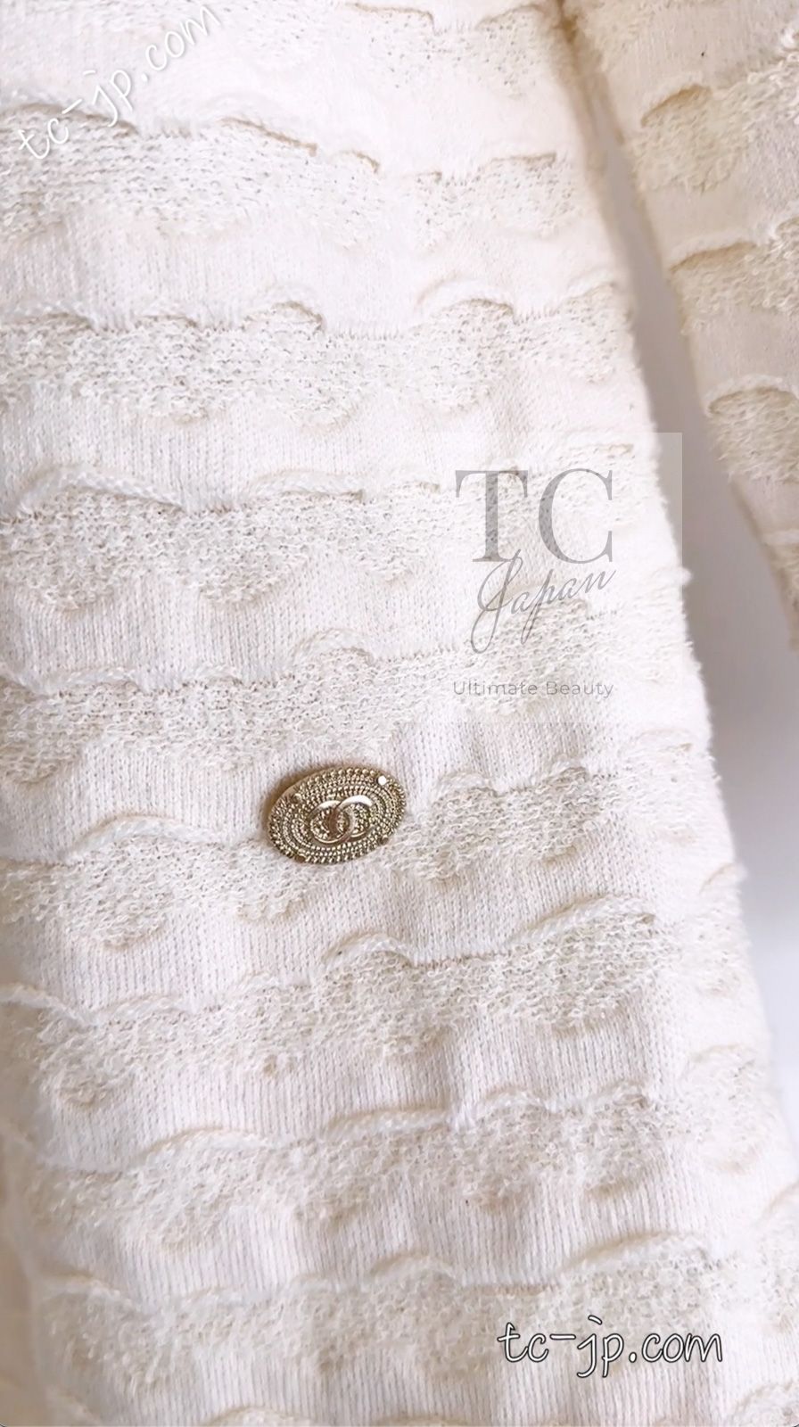 シャネル ワンピース CHANEL アイボリー ジャージ カシミア混 シャネル ワンピース CHANEL アイボリー ジャージ カシミア混