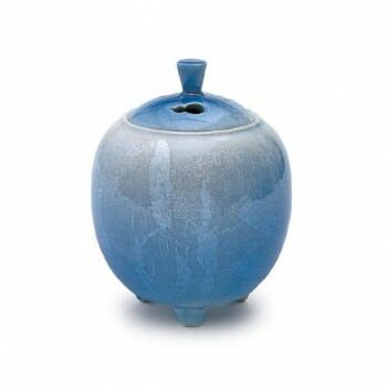 日本香堂 香炉 銀彩ブルー 小 九谷焼 79351