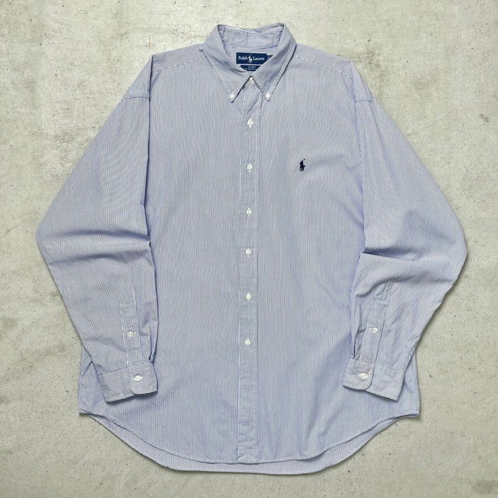 【美品】ラルフローレンBLAKE ツープライコットン ストライプシャツ 90s 美品】ラルフローレンBLAKE ツープライコットン ストライプ