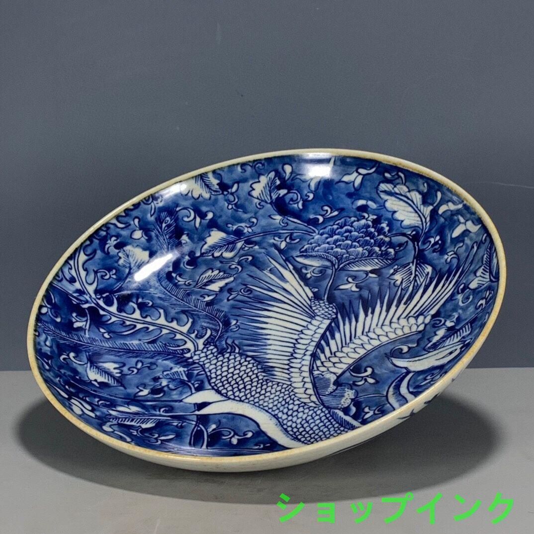 大清康熙年制青花氷梅鳳紋賞盤 景徳鎮 陶磁器 装飾品 現代工芸品