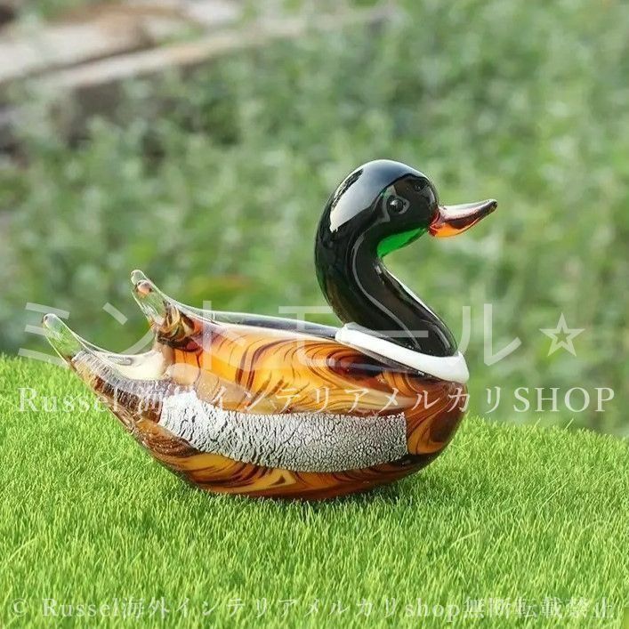 オブジェ 置物 ガラス お洒落 アニマル オシドリ 鴛鴦 かわいい 鳥