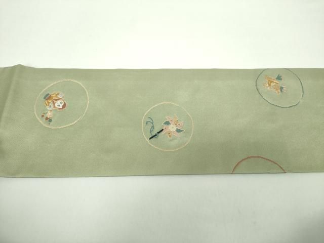 平和屋着物○九寸名古屋帯 唐織 玩具文様 金糸 正絹 逸品 DAAX4619ps