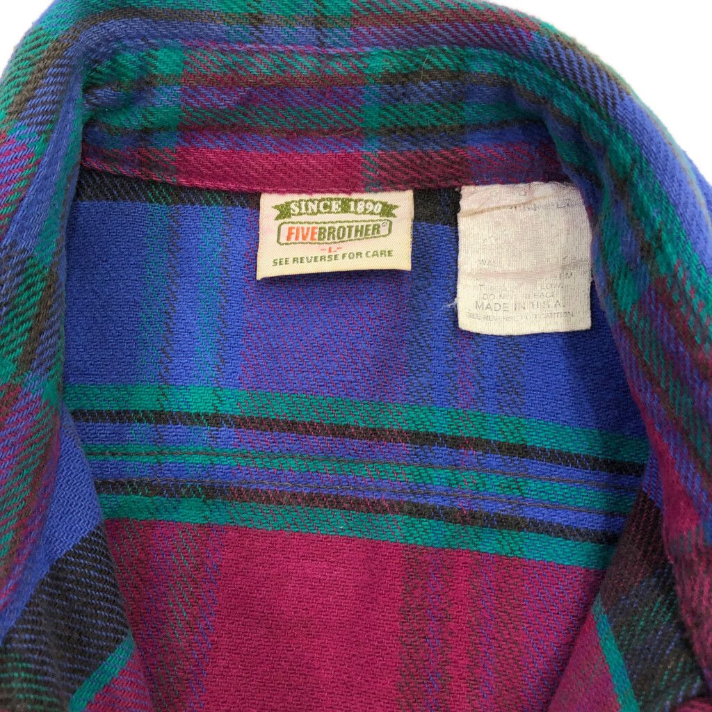 FIVEBROTHER ファイブブラザー　フランネルシャツ 90s USA 90s USA製 FIVE BROTHERファイブブラザー ブラックウォッチ