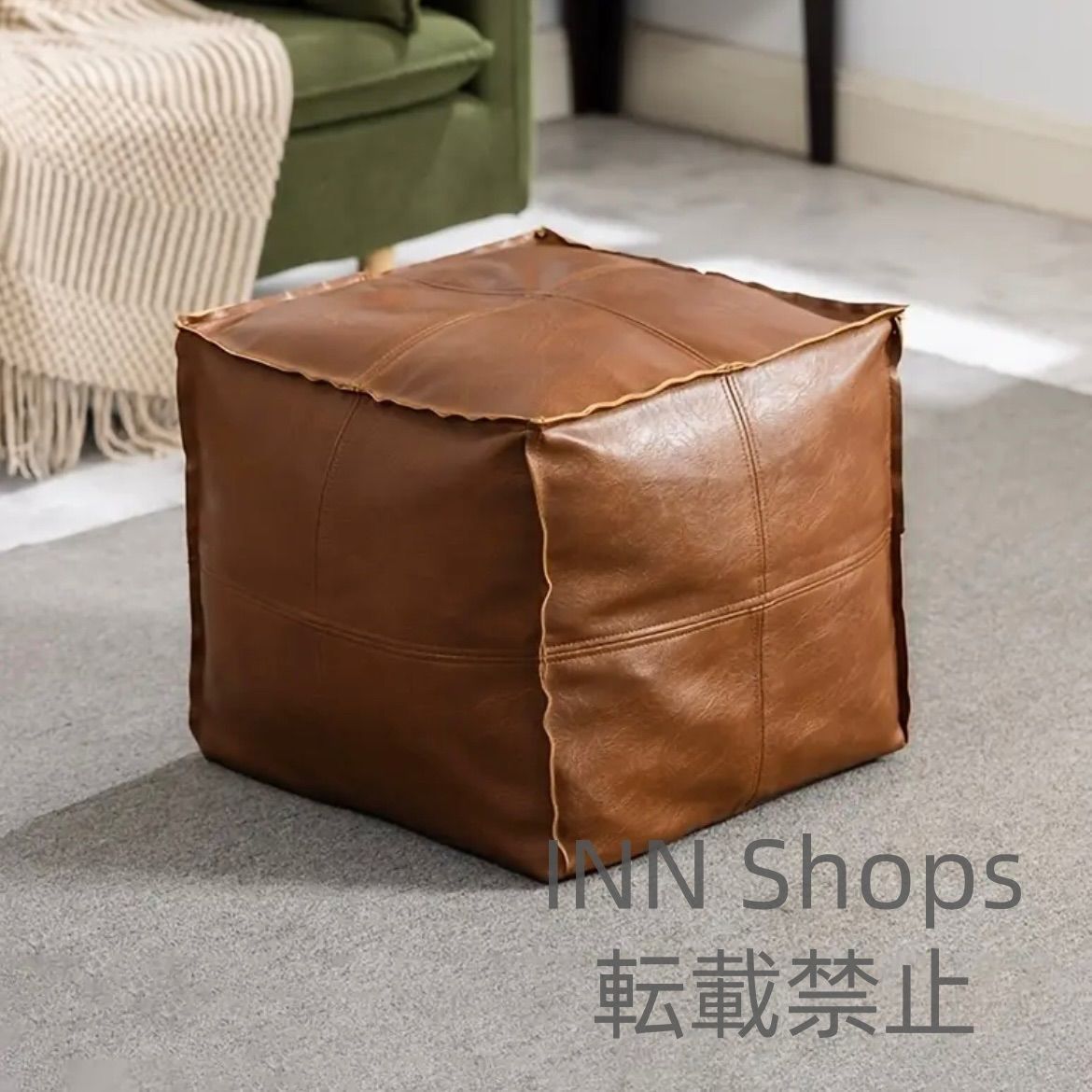 ブラウン スクエアオットマン 合成皮革 ブラウン スクエアオットマン 合成皮革