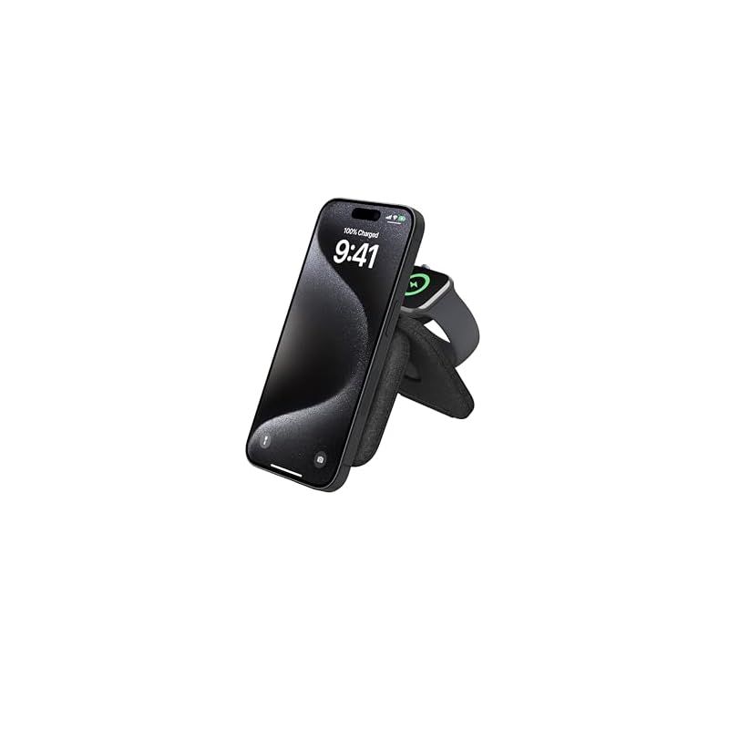 Belkin Apple公認 2-in-1 Qi2ワイヤレス充電ポータブルパッドQi2公式認証|MagSafe対応 iPhone 16|15|14|13|12|Qi2対応スマートフォン 最大15W高速充電 Apple Watch 10|9|8|7|U 0