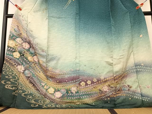 平和屋着物○訪問着 作家物 泰常 辻が花 絞り 暈し染め 金彩 銀通し地