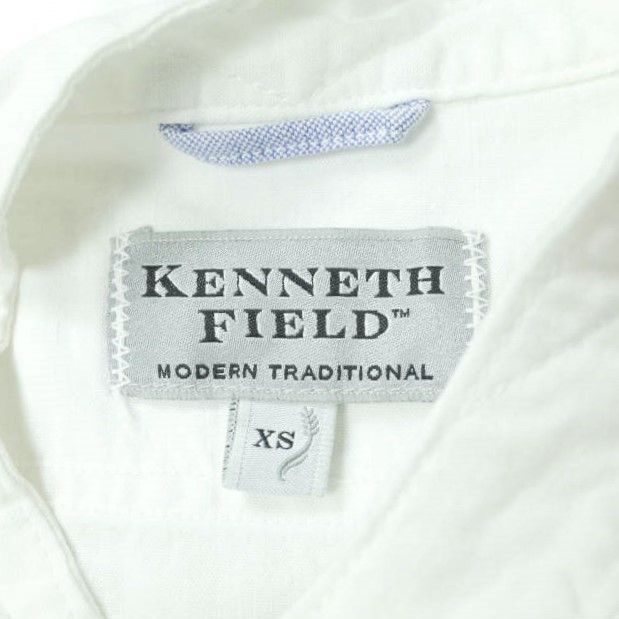 KENNETH FIELD ケネスフィールド 日本製 バンドカラーピンタックシャツ XS ホワイト 長袖 ノーカラー トップス【KENNETH FIELD】