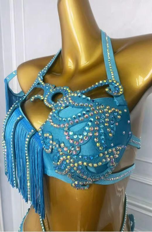 ターコイズ フリンジ ベリーダンス セットアップ ターコイズ フリンジ ベリーダンス セットアップ - メルカリ