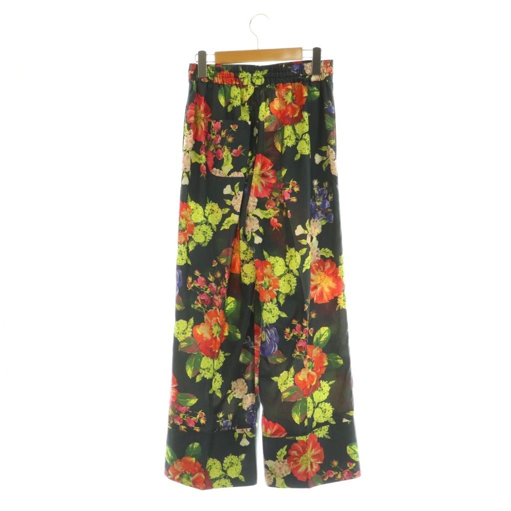 シンゾーン Shinzone フラワーパンツ ワイド ハイウエスト プリント タック 36 ブラック MY OS SH