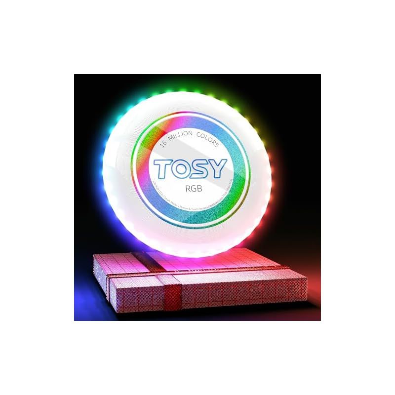 TOSY フライングディスク - 1600万色RGBまたは36個のLED、非常に明るい、スマートモード、自動ライトアップ、充電式、クリスマス、誕生日、キャンプギフト、男性/男の子/ティーン/子供向け、175gフリスビー 0