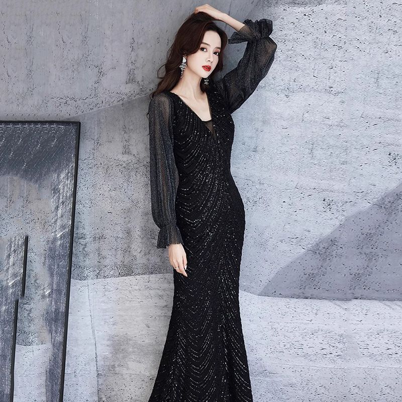 ドレス 大人 ピアノ 発表会 パーティードレス ロング丈 ミモレ丈 袖