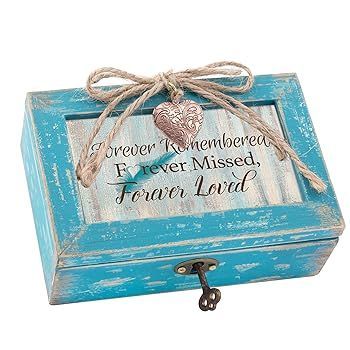 Forever Missed Loved Teal Locket Petite Music Box Plays Wind Beneath My Wings