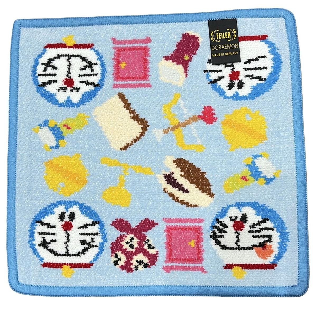 FEILER フェイラー 小物 - ブルー×イエロー×マルチ ハンドタオル|ドラえもん|ひみつ道具