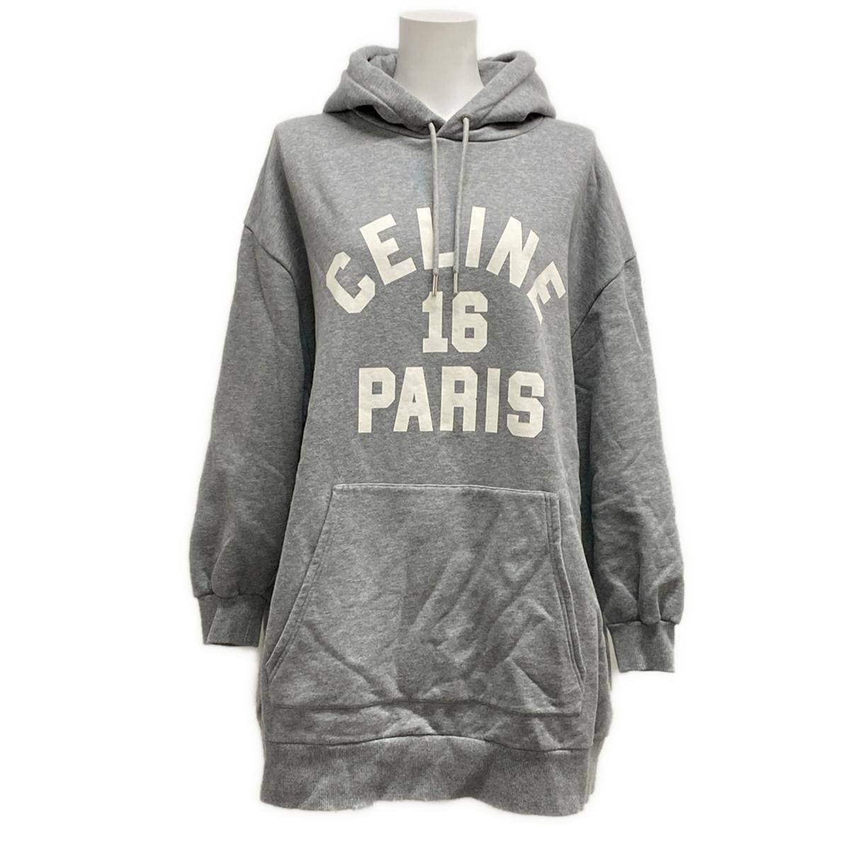 CELINE グレー コットンフリースフーディ パーカー セリーヌ 【公式通販】