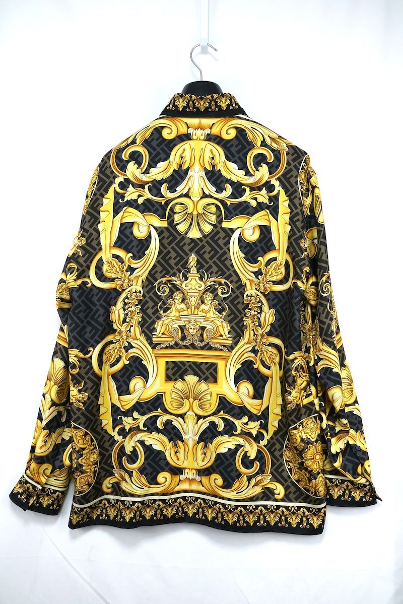 フェンダーチェ ☆ 長袖シルクシャツ フェンディ ヴェルサーチ バロック調　総柄 フェンダーチェ ☆ 長袖シルクシャツ フェンディ ヴェルサーチ