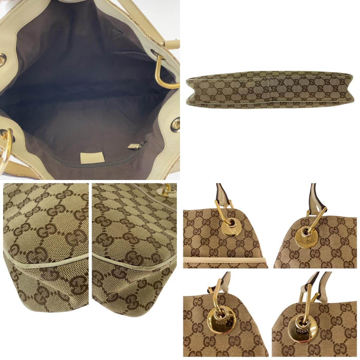 美品 GUCCI グッチ ベージュ ブラウン アイボリー ゴールド金具 GG 