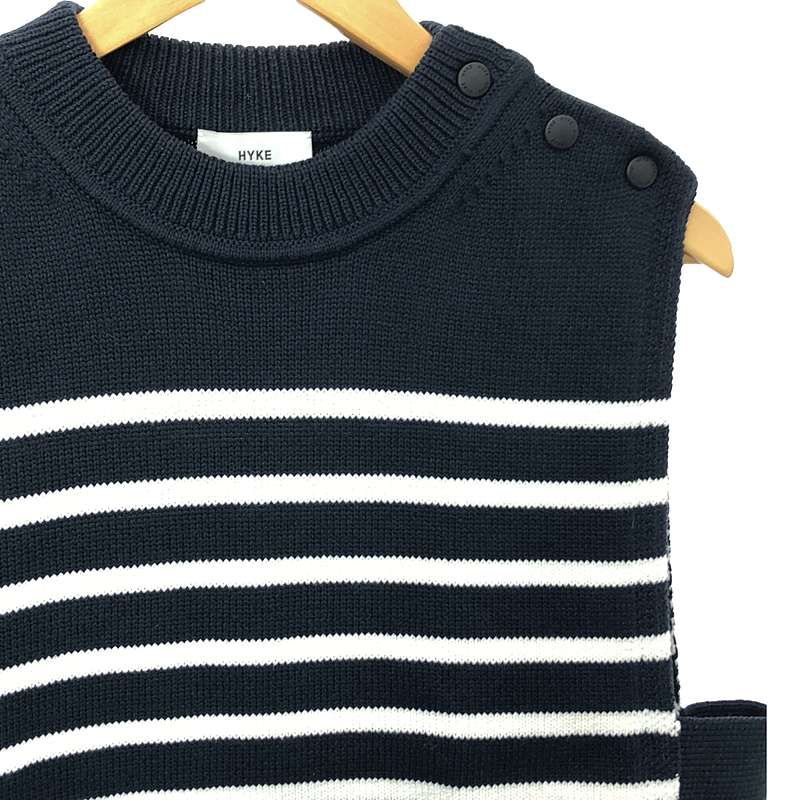 HYKE / ハイク | 2022SS | STRIPED SWEATER CROPPED TOP ニットベスト | ネイビー/ホワイト |  レディース - メルカリ