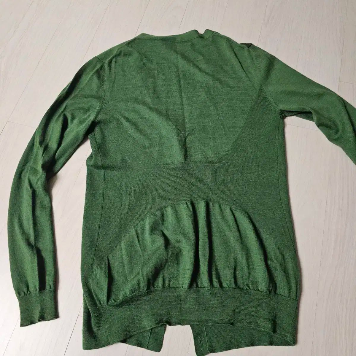 55 66 LEBEIGE 緑 カシミヤ カーディガン